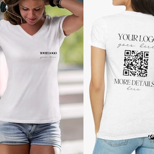 Custom Women&#39;s V-Neck Shirt With Business Logo Design For Your Brand Logo Personalized V-Neck Shirt For Women&#39;s Business Brand Tee Custom