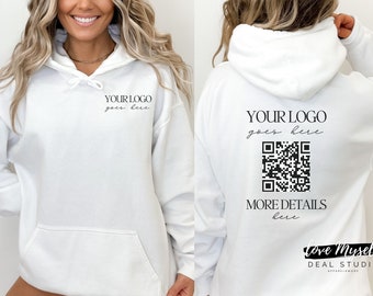 Custom Business Logo QR Unisex Hooded Sweatshirt Personalized