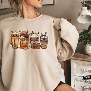 Coffee Sweatshirt,Cute Fall Pumpkin Spice Sweatshirt for Women,Fall Halloween Sweater,Unisex Plus Size,Funny Coffee Shirt, Coffee Lover Gift