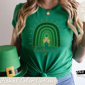 Shamrock Boho Rainbow St Patrick&#39;s Day T-Shirt, Lucky St Paddys Day Shirt, Irish Shirt, Shamrock Tee, Gift For BFF, Unisex Shirt