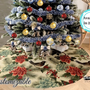 Vintage Kerstboom Rok Vintage Scandinavische Winter Vogels Aangepaste Boom Rok Kerst Home Decor Aangepaste House Warming Gift Custom Gift