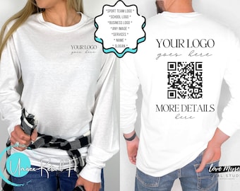 Custom logo and QR long sleeve shirt Custom long sleeve t shirt Custom long sleeve shirt men Personalized logo Bella Canvas 3501 shirt