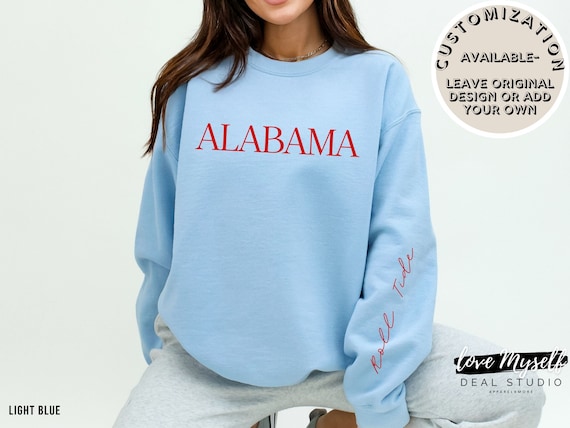 Alabama Sweatshirt with Sleeve Design Custom Team Name Custom Mascot Alabama Football Alabama Game Day Fan Sweatshirt Custom School Shirt