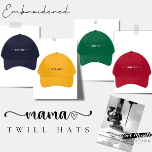 Unisex Twill Hat Embroidered Mama Mimi Gigi Yaya Grandma Custom Hat Personalized Gift Custom Embroidered Hat Baseball Cap Gift for Her