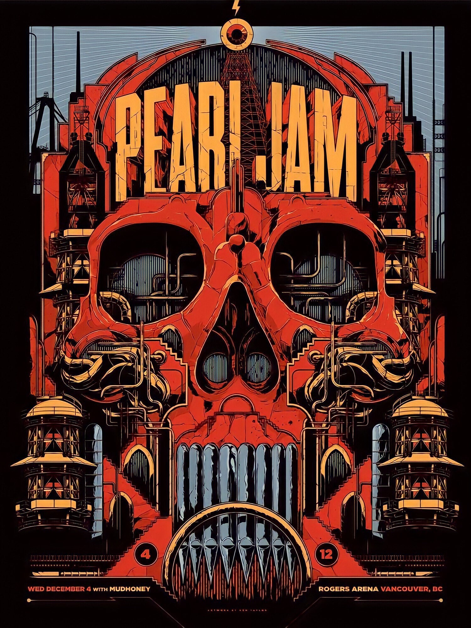 Calavera roja pearl jam Póster clásico de tamaño A3 Etsy México