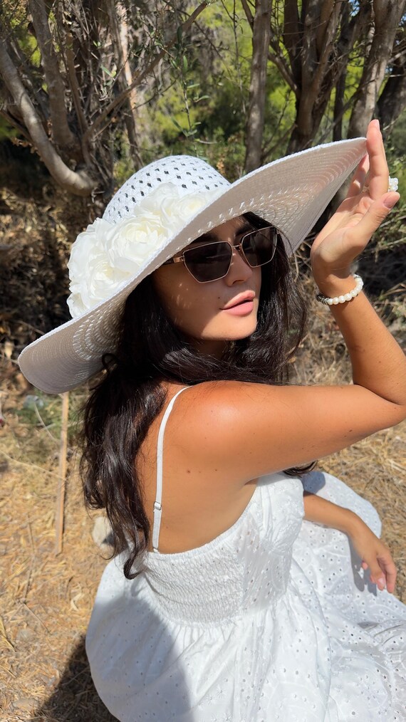 Elegant White Wide-Brim Hat Felix | Womens White Wide Brim Straw Sun Hat – American Hat  main image 4