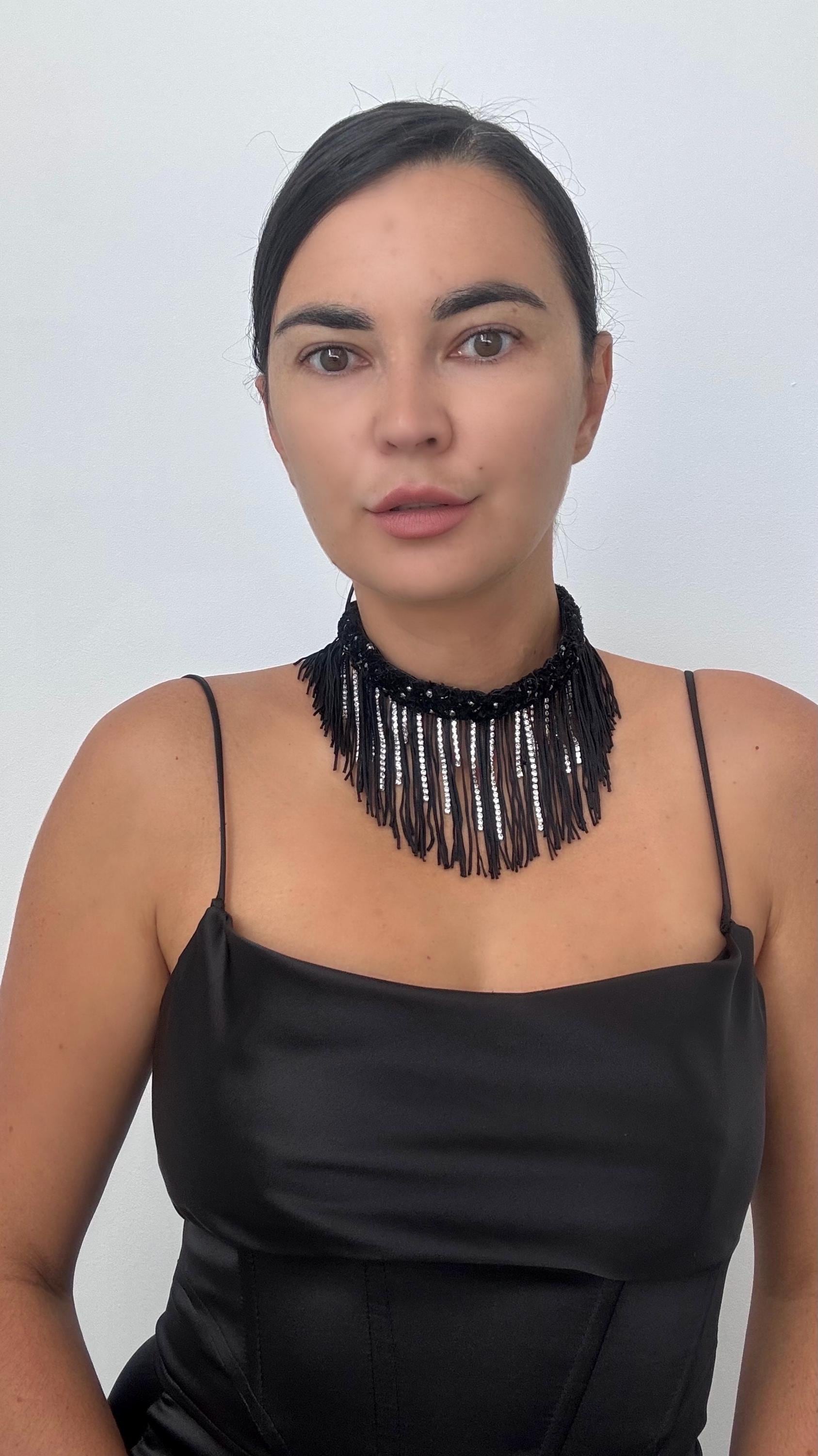 Collier Vintage Flotty Strass Et Résine Années 80 - Longueur 45 Cm Avec Boîte - Occasion