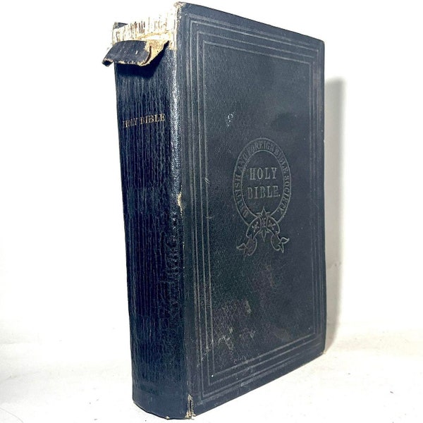 C.1880s Leather-Cloth Bound Hardback Holy Bible British & Foreign Bible Society Edition