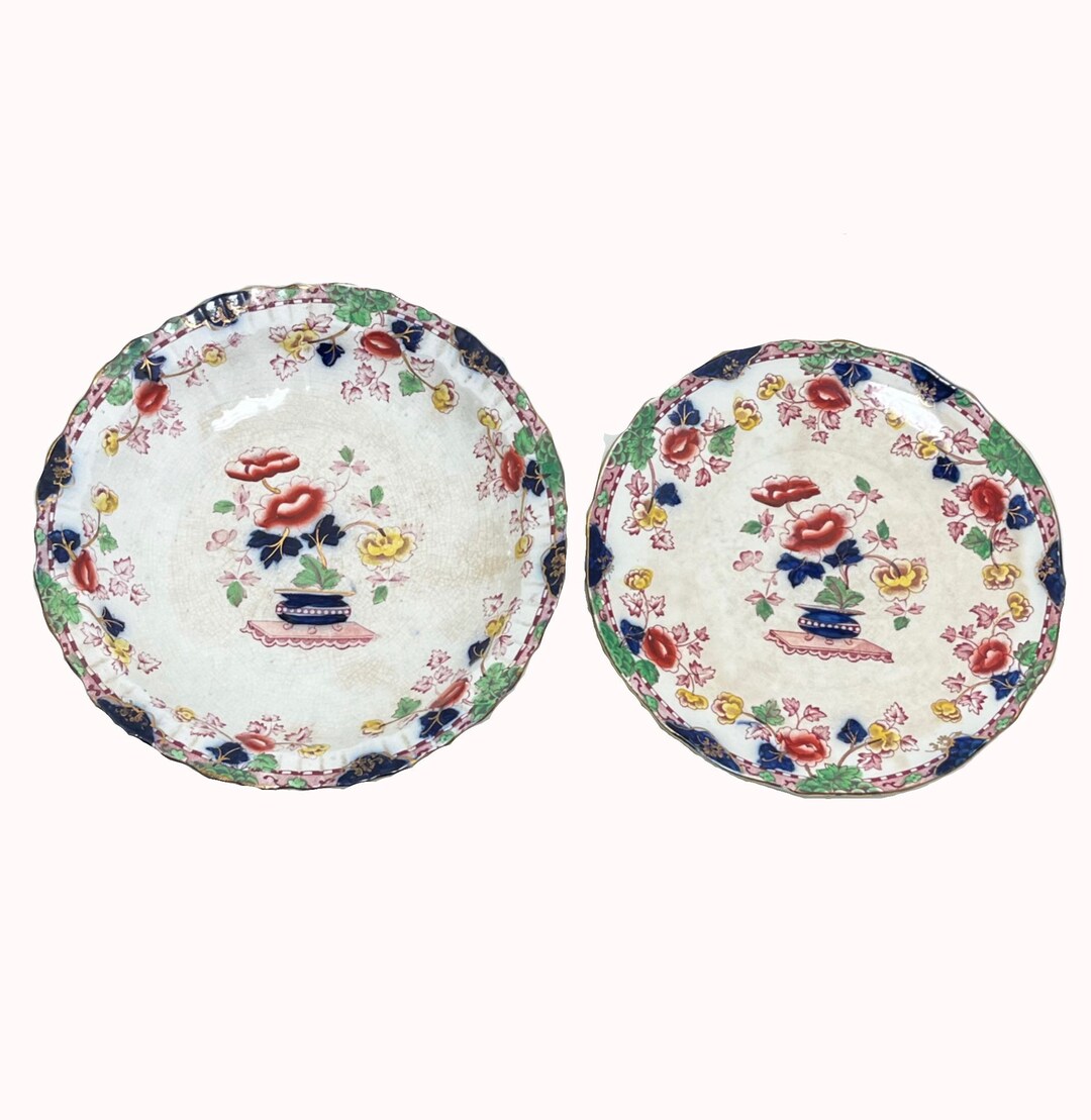 A Circa 1840 1860 Decorative Plate & Bowl Etsy