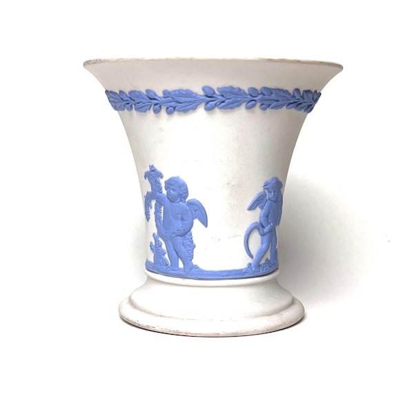 Wedgwood White & Light Blue 1970s Jasperware Vase