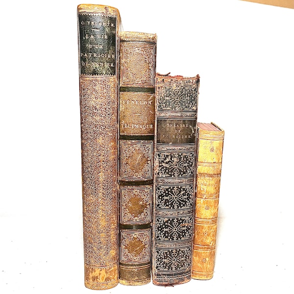 Decorative 19th Century French Hardback & Leather Bound Individual Antique Books Antiquarian Vintage Book Gifts