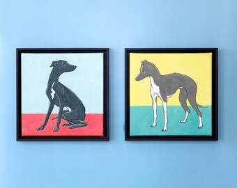 Greyhound Canvas Art: Colorful Whippet Dog Print, Ready to Hang