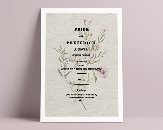 Pride and Prejudice Poster, Jane Austen Print, Literary Gift, Book Cover Art