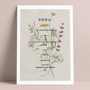Emma Poster, Jane Austen Print, Bookworm Gift, Book Cover Art