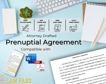Prenuptial Agreement Template | Attorney-Drafted Editable Instant Download | Prenuptial Agreement Form | Editable Prenup  | Prenup Form