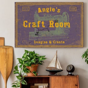 Custom Craft Room Sign - Personalized Craft Room Canvas Wall Art