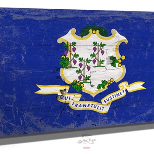 Connecticut Flag Wall Art - Vintage State of Connecticut Sign