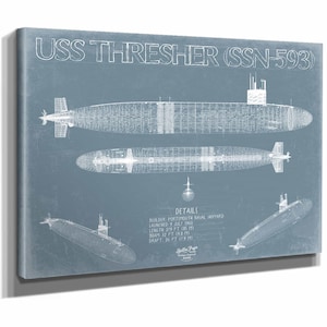 USS Thresher (SSN-593) Blueprint Wall Art - Original Submarine Print