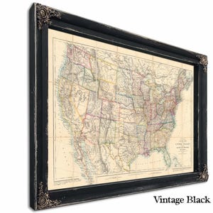 Framed United States Vintage Map - Ornate Embellishment Frame with Print