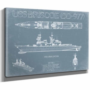 USS Briscoe (DD-977) Blueprint Wall Art - Original Destroyer Print