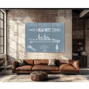 USS Hayler (DD-997) Blueprint Wall Art - Original Destroyer Print