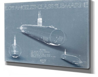 Los Angeles Submarine Blueprint Wall Art - Original Nautical Print