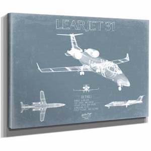 Learjet 31 Aircraft Blueprint Wall Art - Original Airplane Print
