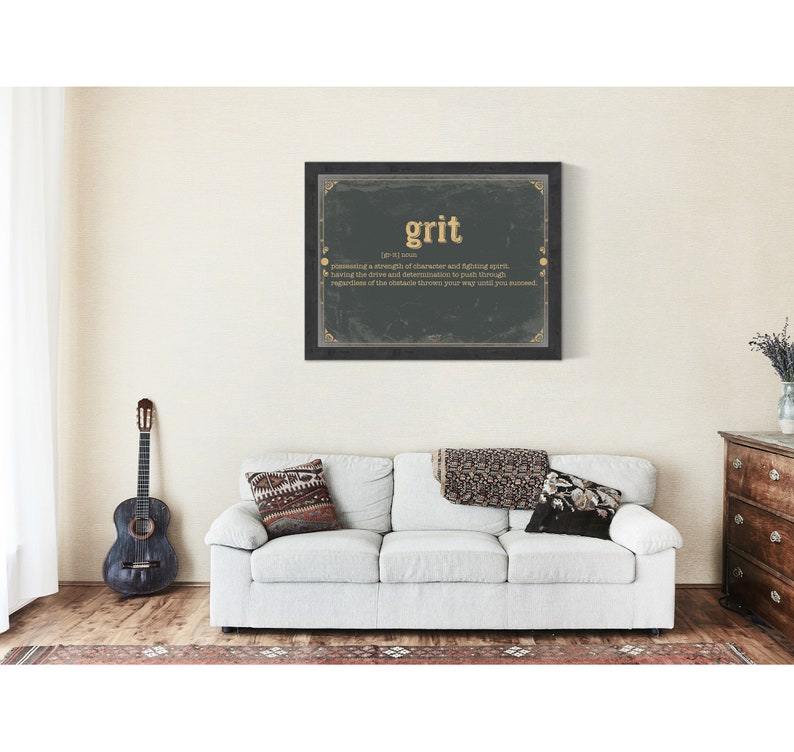 Grit Word Definition Wall Art Gift for Grit Dictionary Etsy