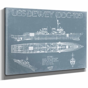 USS Dewey (DDG-105) Blueprint Wall Art - Original Guided-Missile Destroyer Print