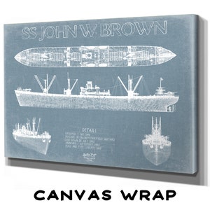 SS John W. Brown Blueprint Wall Art - Original Liberty Ship Print