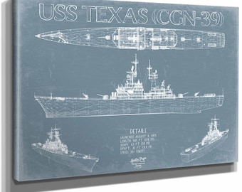 USS Texas (CGN-39) Blueprint Wall Art - Original Cruiser Print