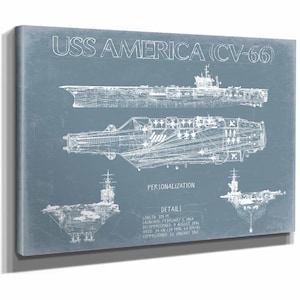 USS America (CV-66) Supercarrier Blueprint Wall Art - Original Carrier Print