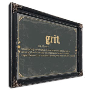 Grit Word Definition Wall Art - Gift for Grit Dictionary Artwork