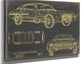 Vintage 1966 Coupe Car Model Print,  Original Blueprint Canvas, Framed, or Unframed Art