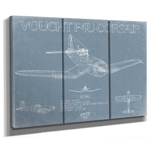 Vought F4U Corsair Blueprint Wall Art Original WW II Airplane Print 画像 4