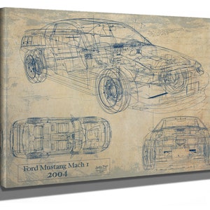 Vintage 2004 Mustang Mach 1 Car Model Print, Gifts for Him, Original