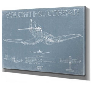 Vought F4U Corsair Blueprint Wall Art Original WW II Airplane Print 画像 1