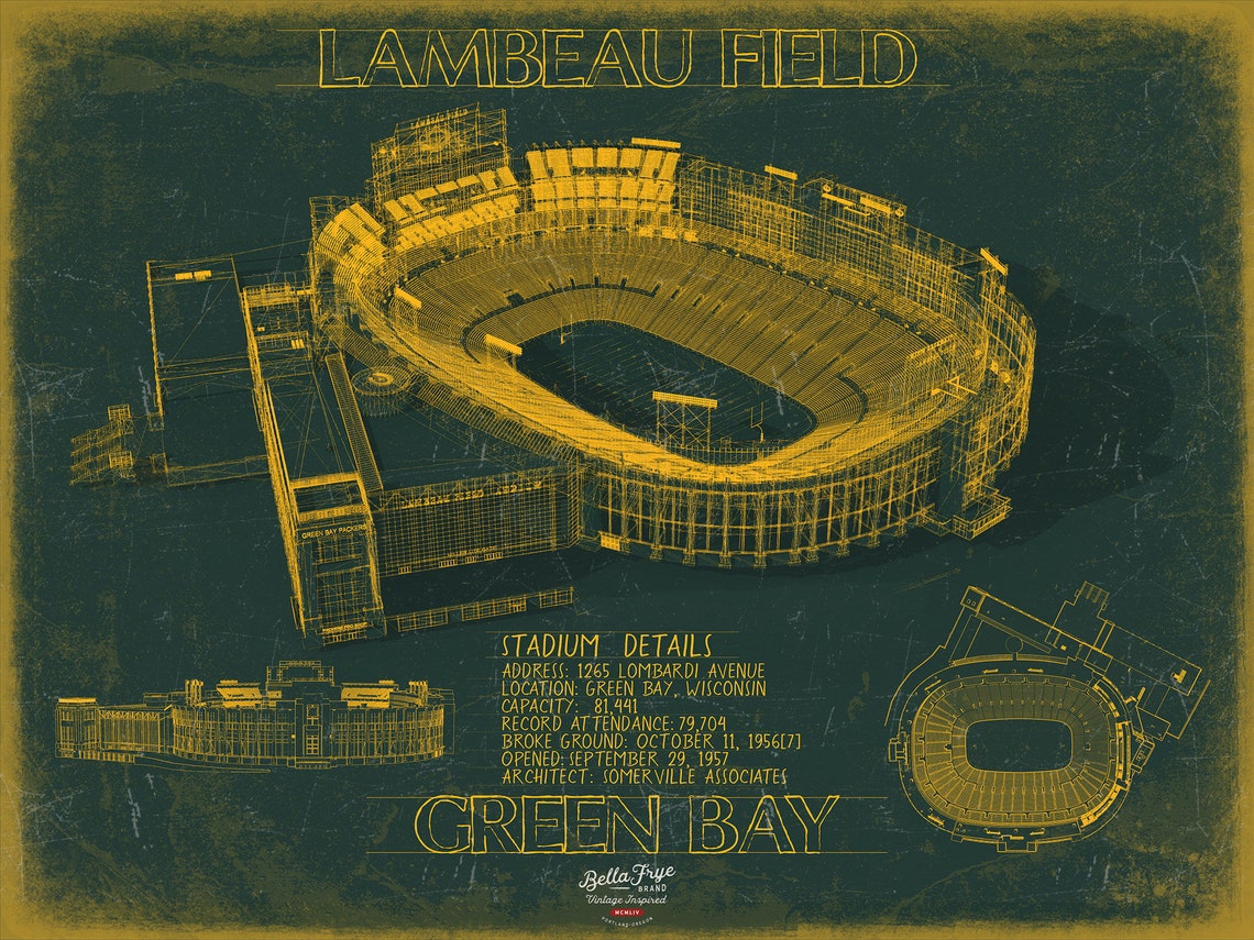 Lambeau Field Wall Art Original Green Bay Packers Print Etsy