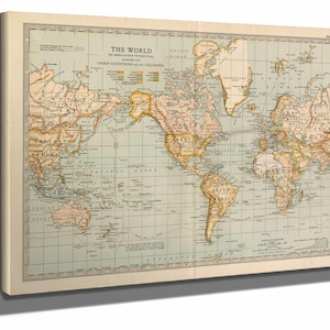 Framed World Vintage Map - Ornate Embellishment Frame with Print