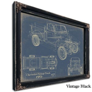 Vintage 1952 Chevrolet Pickup Truck Truck Model, Original Mancave Blueprint Art
