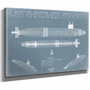USS Thresher (SSN-593) Blueprint Wall Art - Original Submarine Print