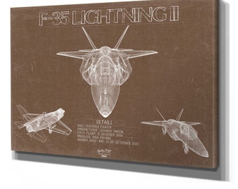 F-35 Lightning II Aircraft Blueprint Wall Art - Original Fighter Plane Print