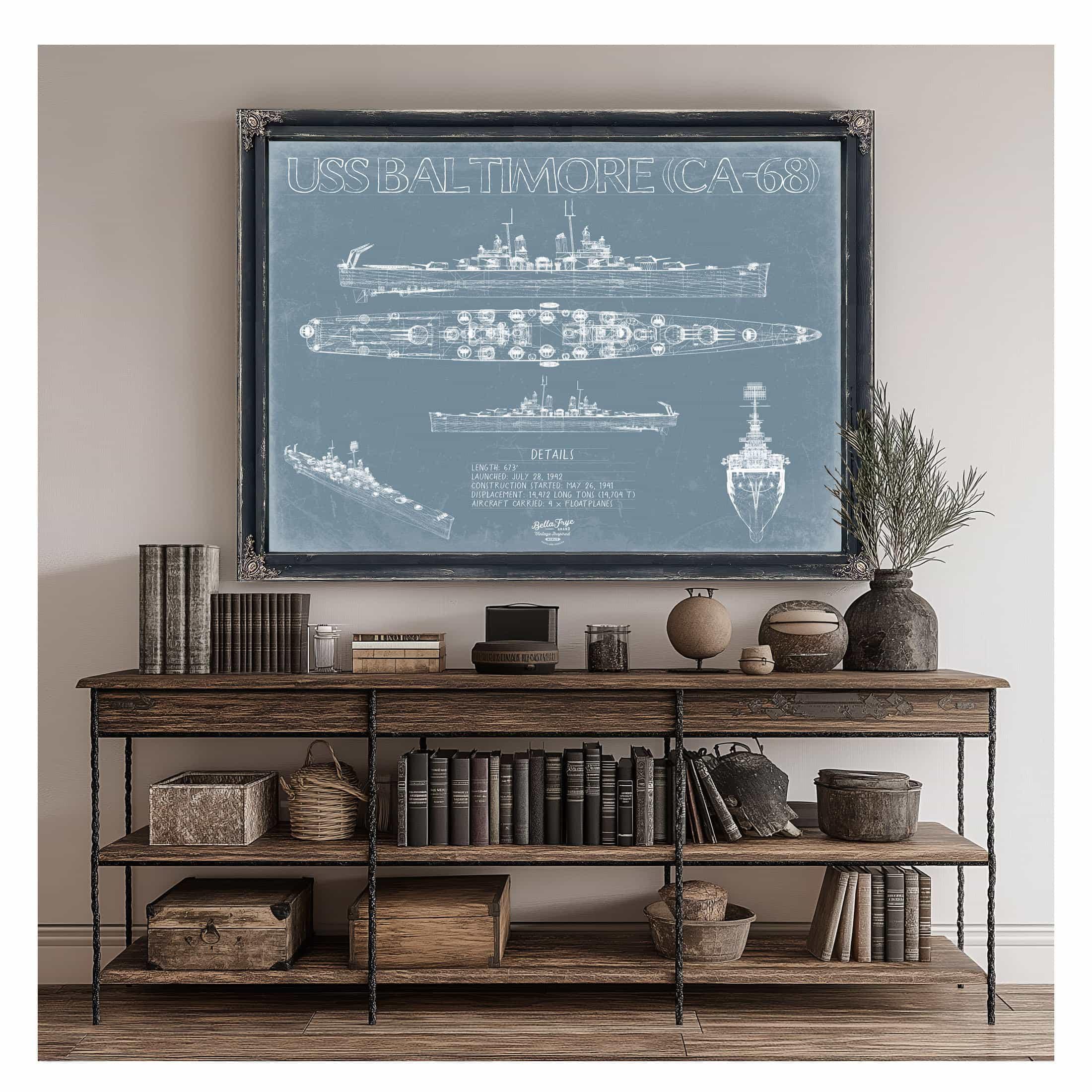 USS Baltimore (CA-68) Blueprint Wall Art - Original Cruiser Print - Etsy