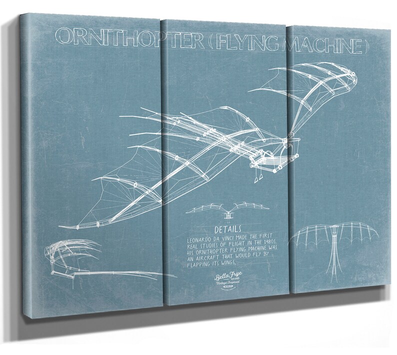 Leonardo Da Vinci Ornithopter Wall Art Original Flying Etsy