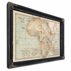 Framed Africa Vintage Map - Ornate Embellishment Frame with Print