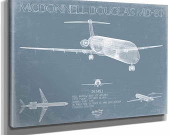 Mcdonnell Douglas MD-80 Aircraft Blueprint Wall Art - Original