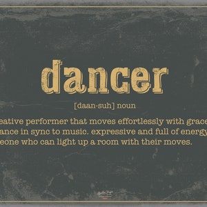 Dancer Word Definition Wall Art Gift for Dancer Dictionary Artwork image 10