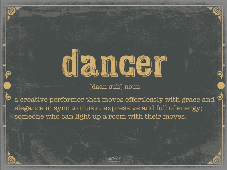 Dancer Word Definition Wall Art Gift for Dancer Dictionary Artwork image 10