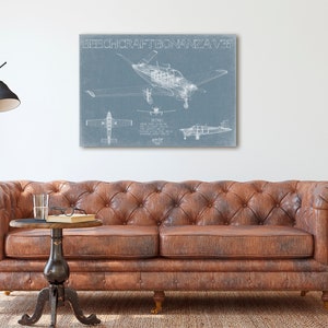 Beechcraft Bonanza V35 Aircraft Blueprint Wall Art - Original Aviation ...