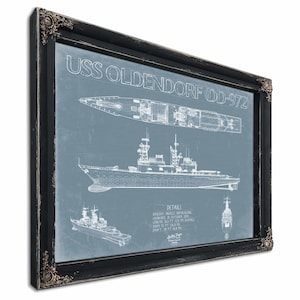 USS Oldendorf (DD-972) Blueprint Wall Art - Original Destroyer Print